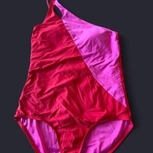 One shoulder lands end pink